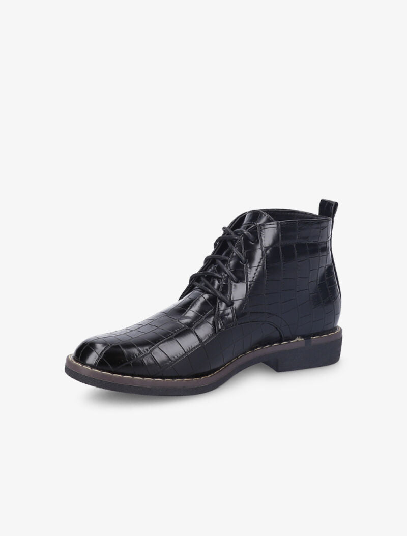 Derbies montantes vernies effet croco - Noir - 3