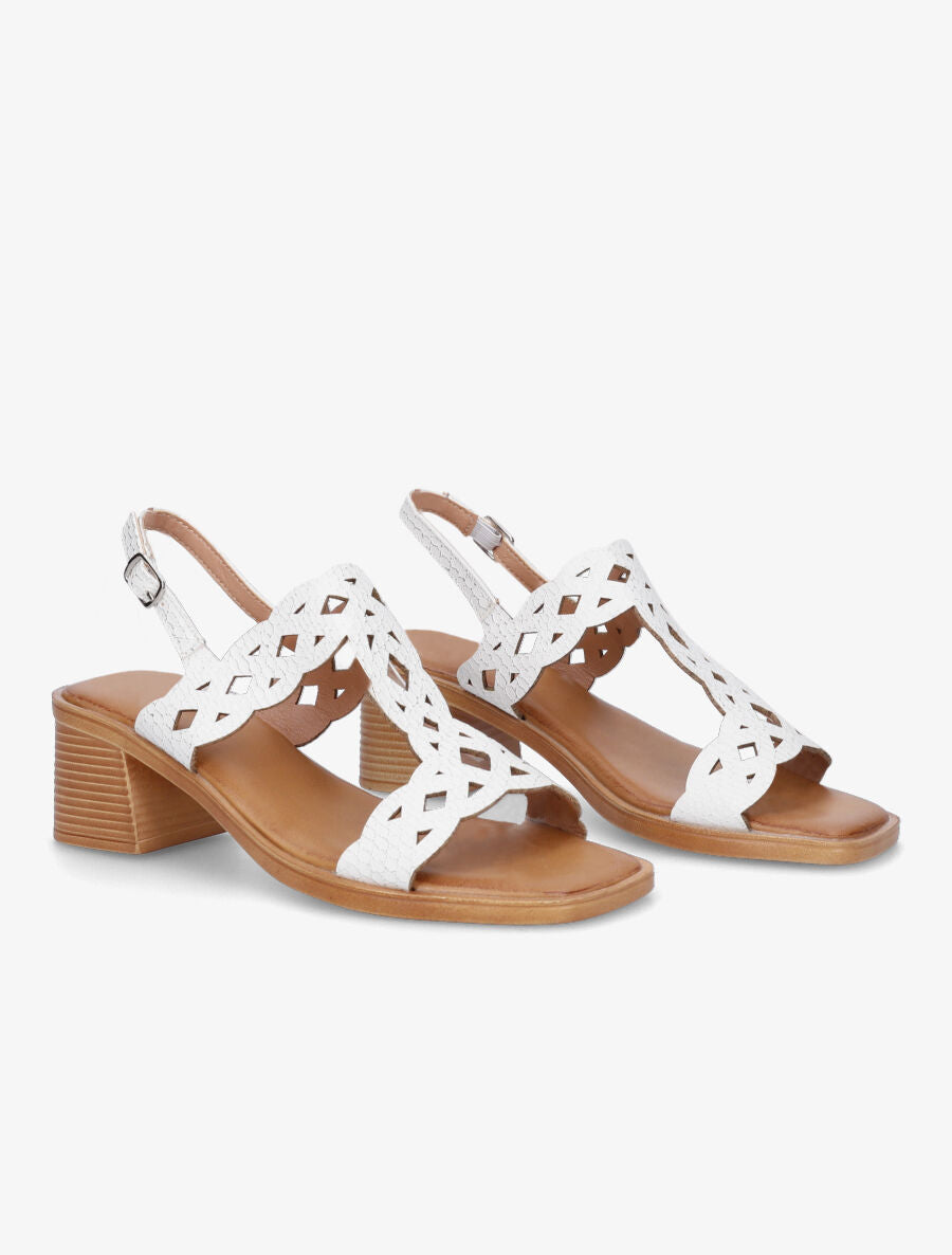 Sandales ajourées à talon - Blanc - 4