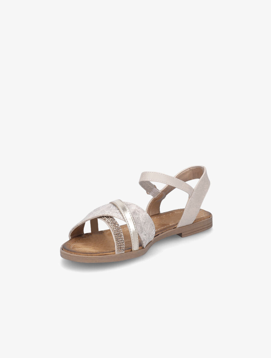 Nu-pieds à strass et bride irisée - Beige - 3