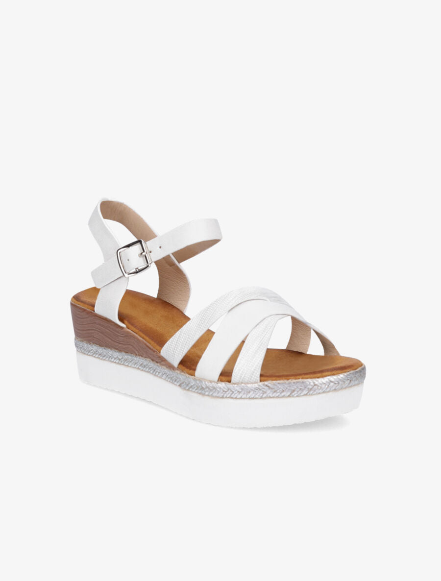 Sandales compensées irisées et croisées - Blanc - 2