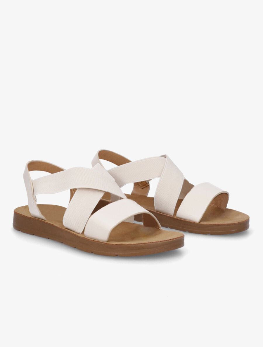 Nu-pieds à brides croisées élastiquées - Beige - 4