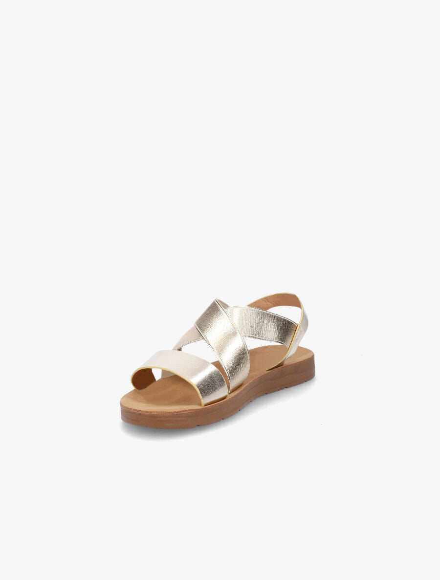 Nu-pieds à brides croisées élastiquées - Or - 3