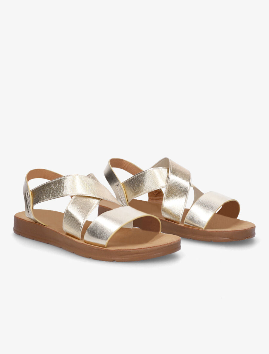 Nu-pieds à brides croisées élastiquées - Or - 4