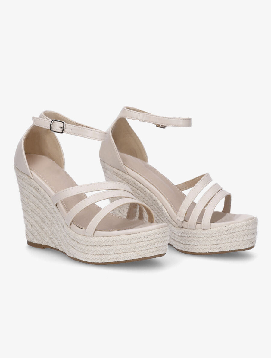 Sandales compensées style espadrilles - Nude - 4