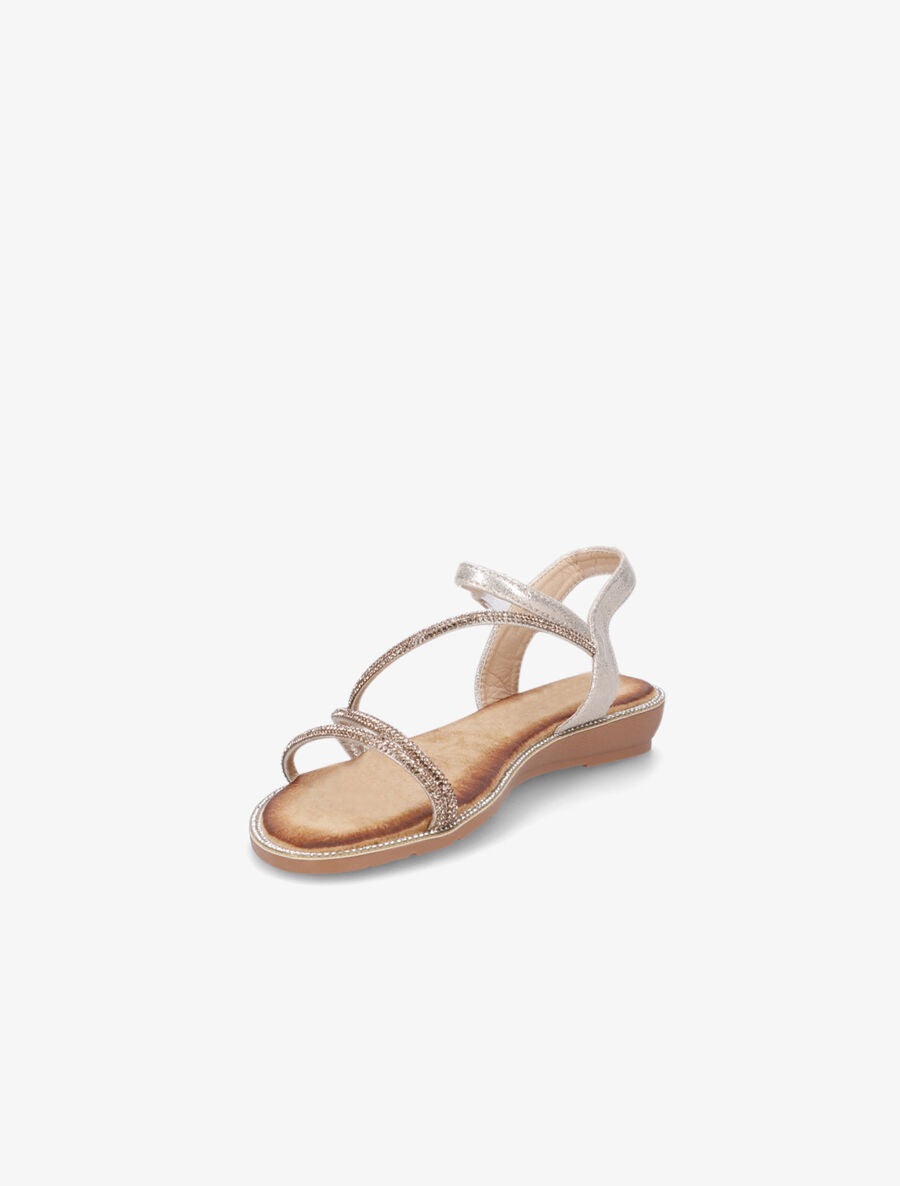 Nu-pieds à semelle et brides ornées de strass - Or - 3