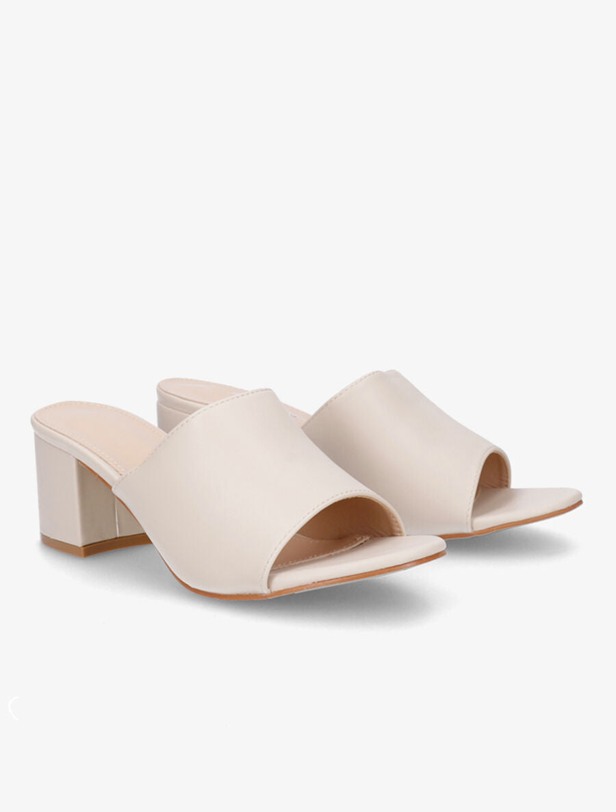 Mules basiques en simili - Beige - 4