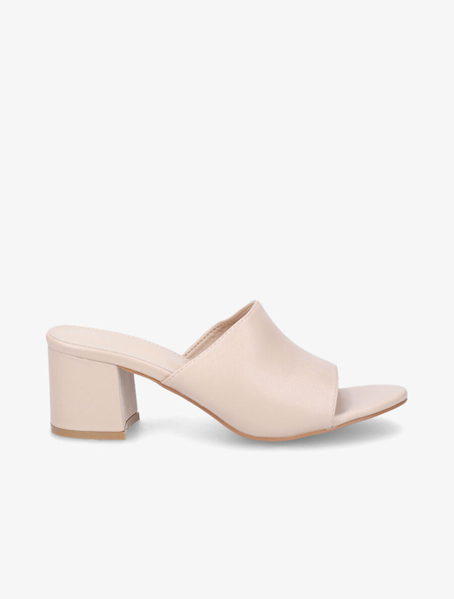 Mules basiques en simili - Nude - 1