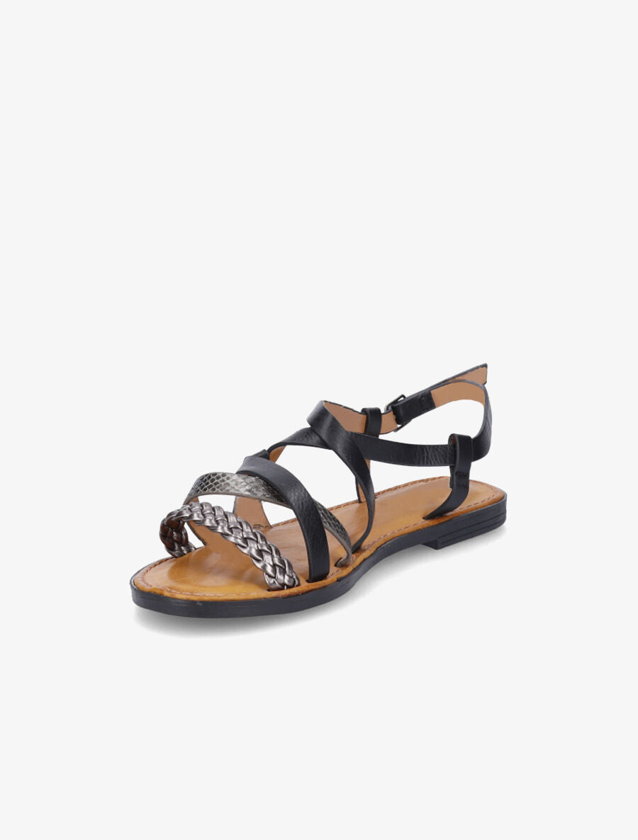 Nu-pieds croisés à tresse - Noir - 3