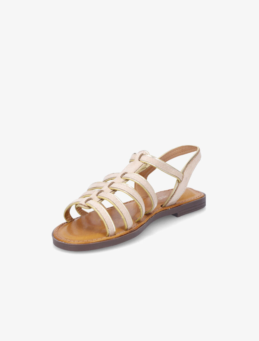 Spartiates en suédine à liseré irisé - Beige - 3
