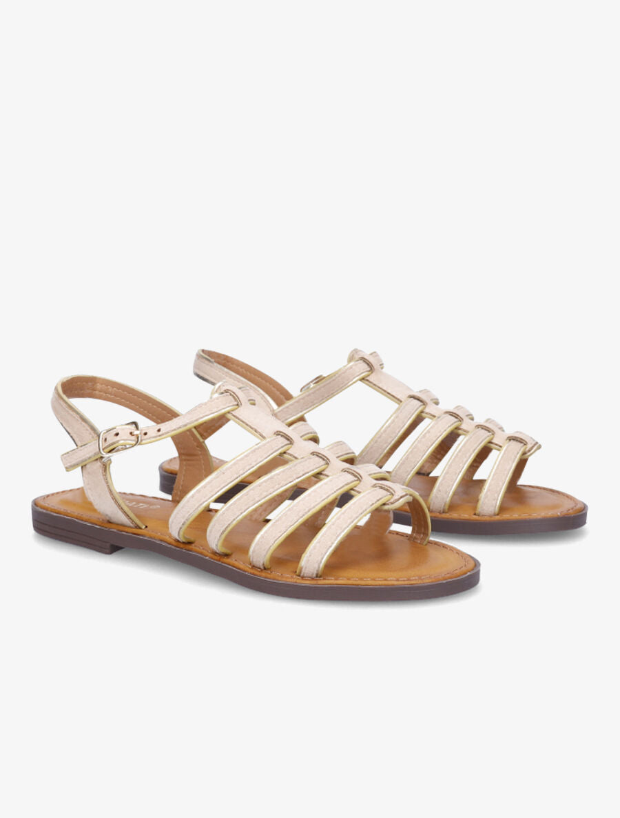 Spartiates en suédine à liseré irisé - Beige - 4