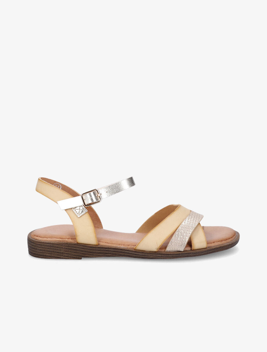 Nu-pieds à brides texturées - Beige - 1