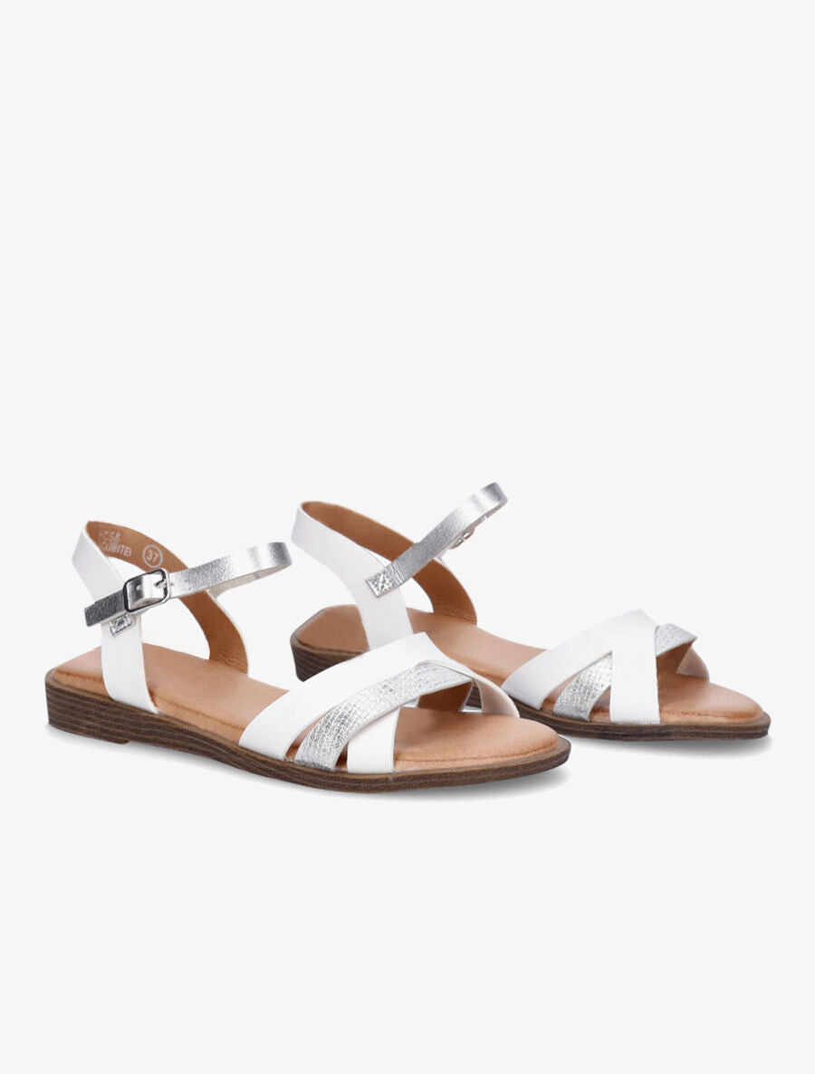 Nu-pieds à brides texturées - Blanc - 4
