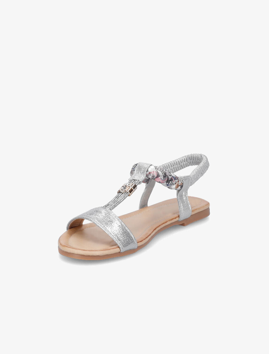 Nu-pieds irisés en T à strass - Argent - 3