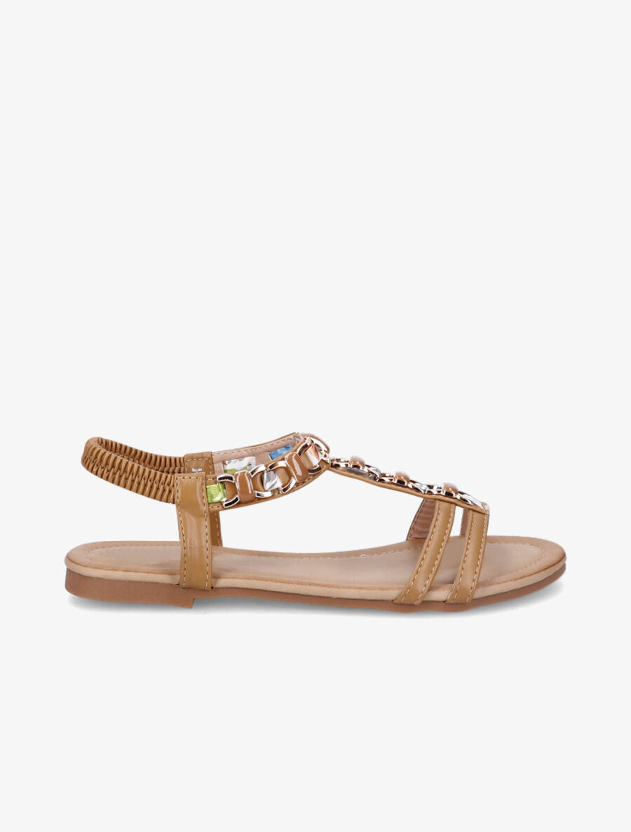 Nu-pieds bijou en simili - Camel - 1