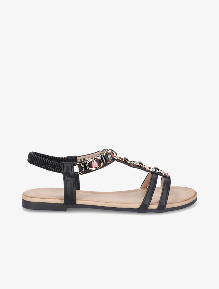 Nu-pieds bijou en simili - Noir - 1