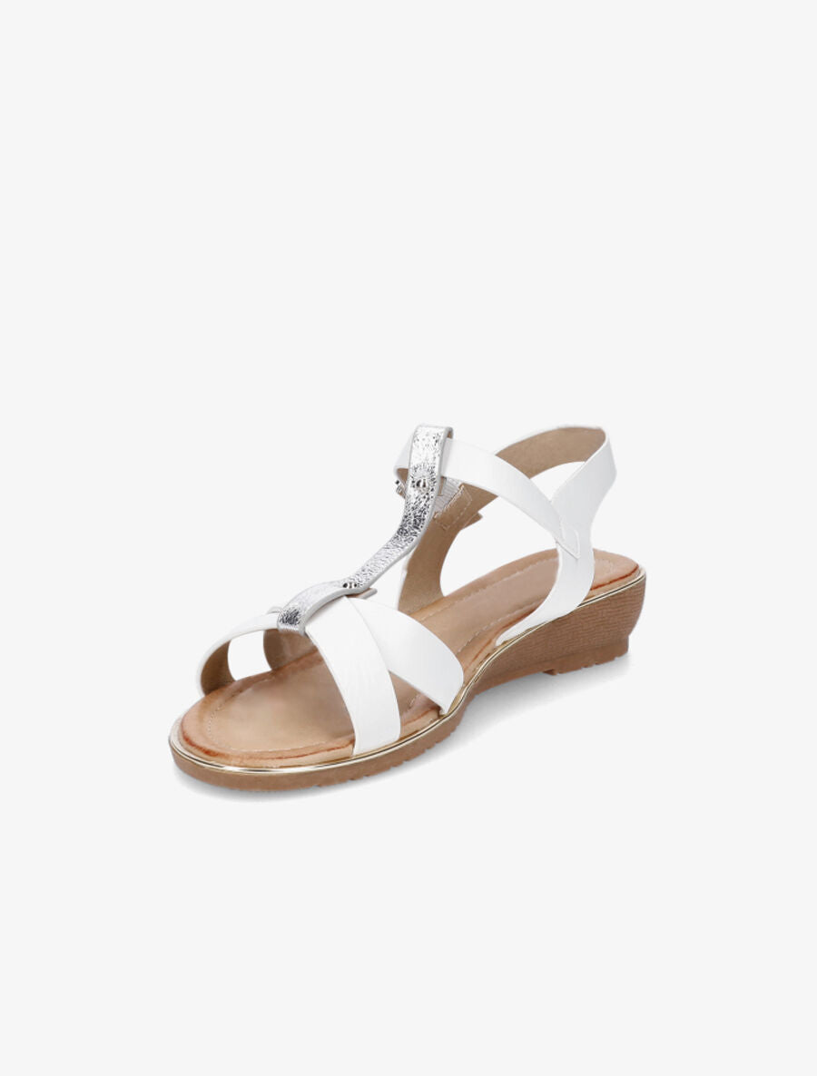 Sandales semi-compensées à bride en T - Blanc - 3