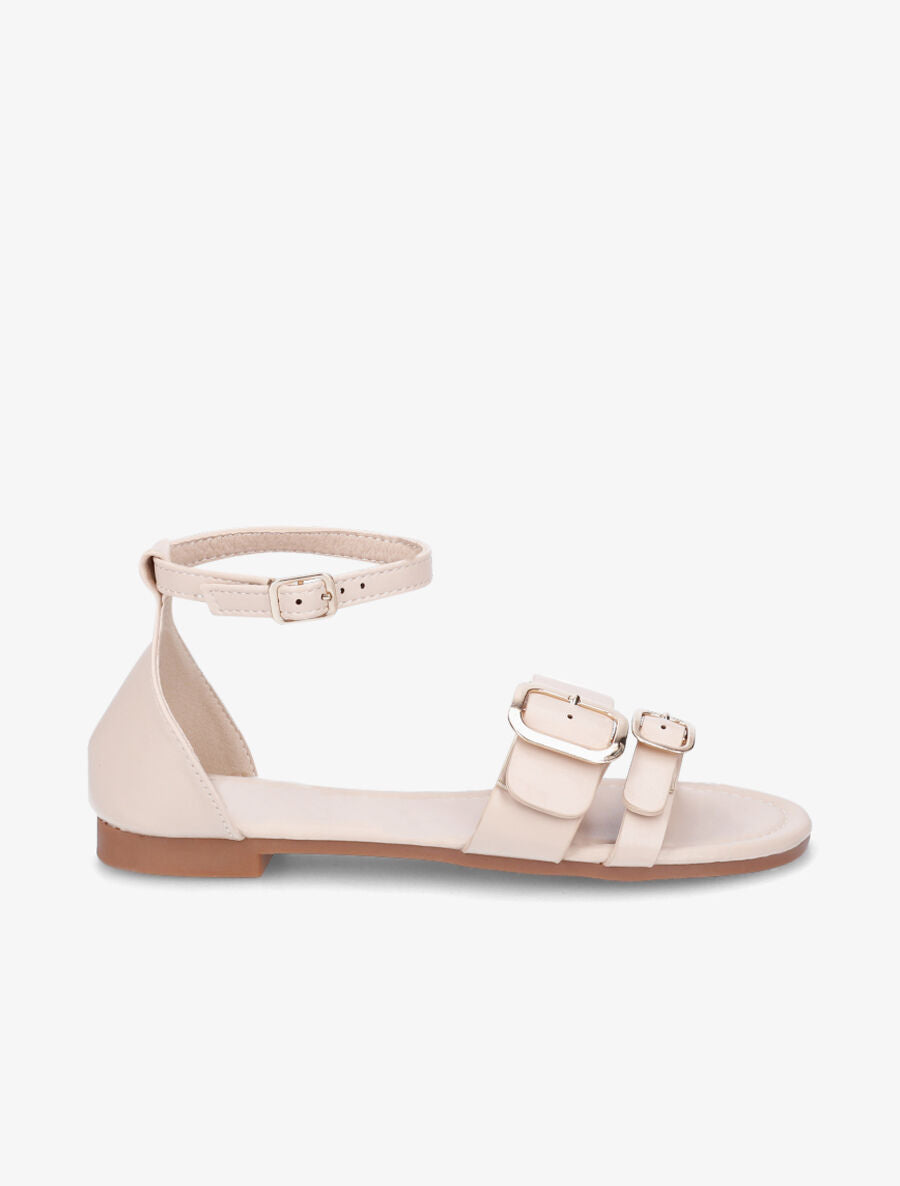 Nu-pieds en simili double boucles - Nude - 1