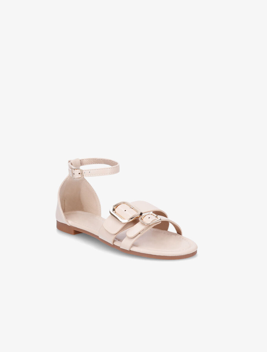 Nu-pieds en simili double boucles - Nude - 2