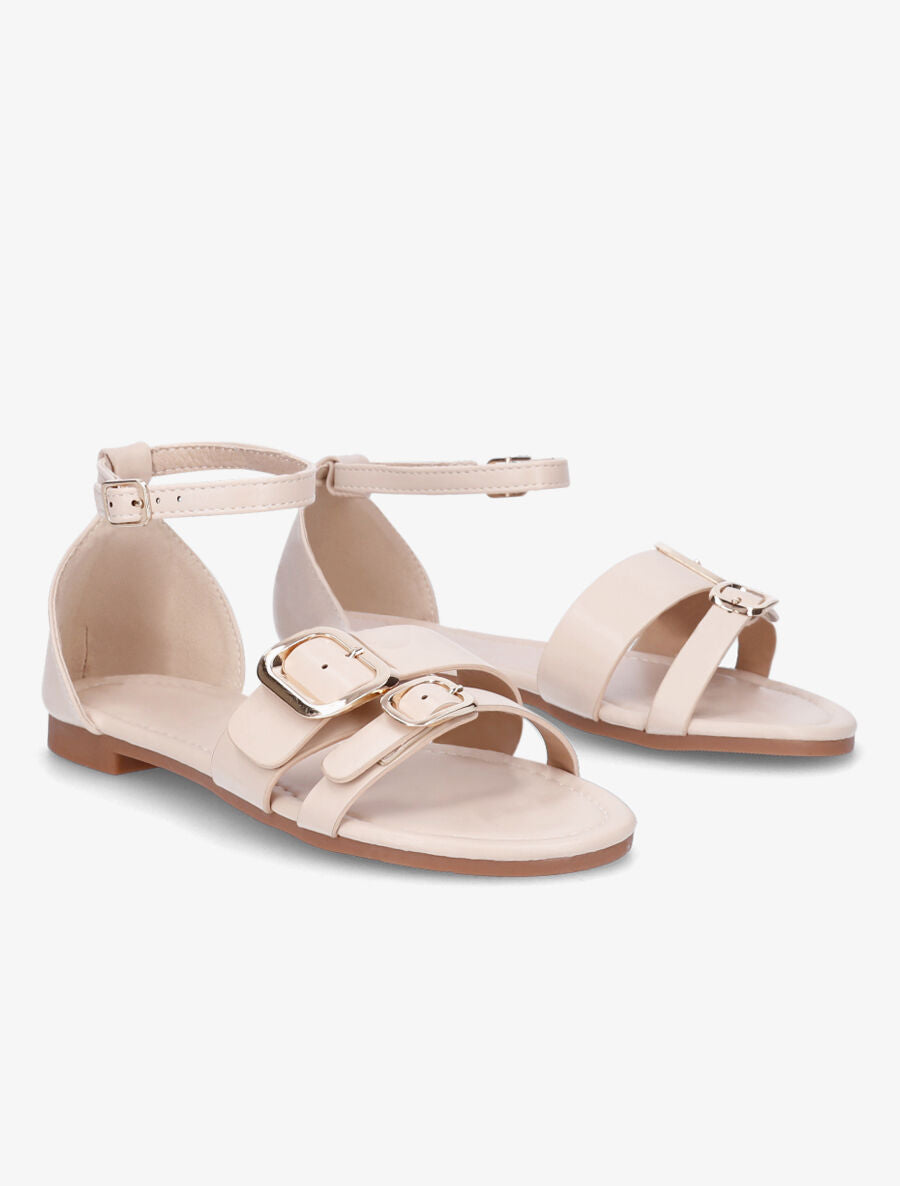Nu-pieds en simili double boucles - Nude - 4