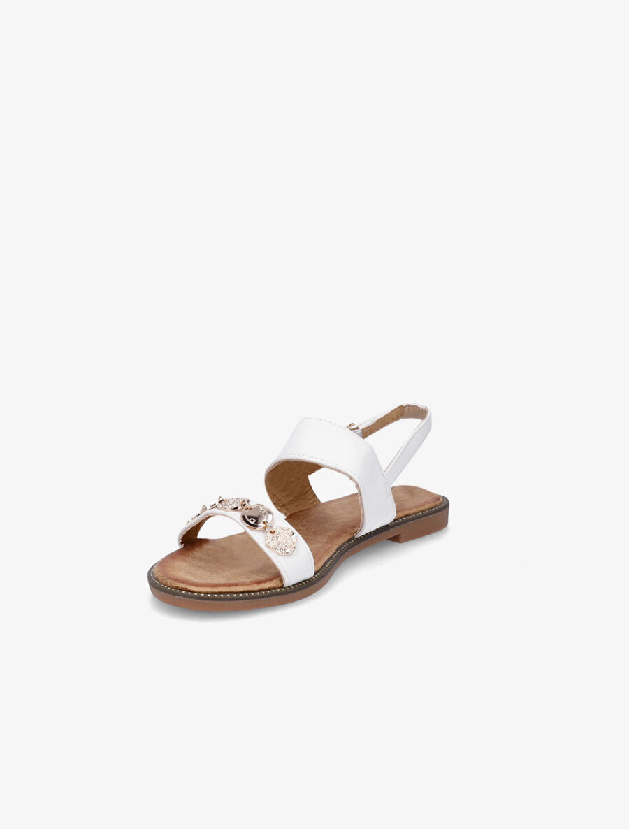 Nu-pieds en simili à empiècement bijoux - Blanc - 3