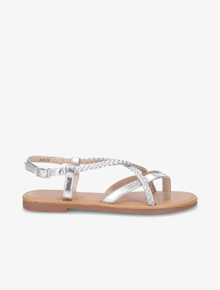 Nu-pieds croisés et tressés - Argent - 1