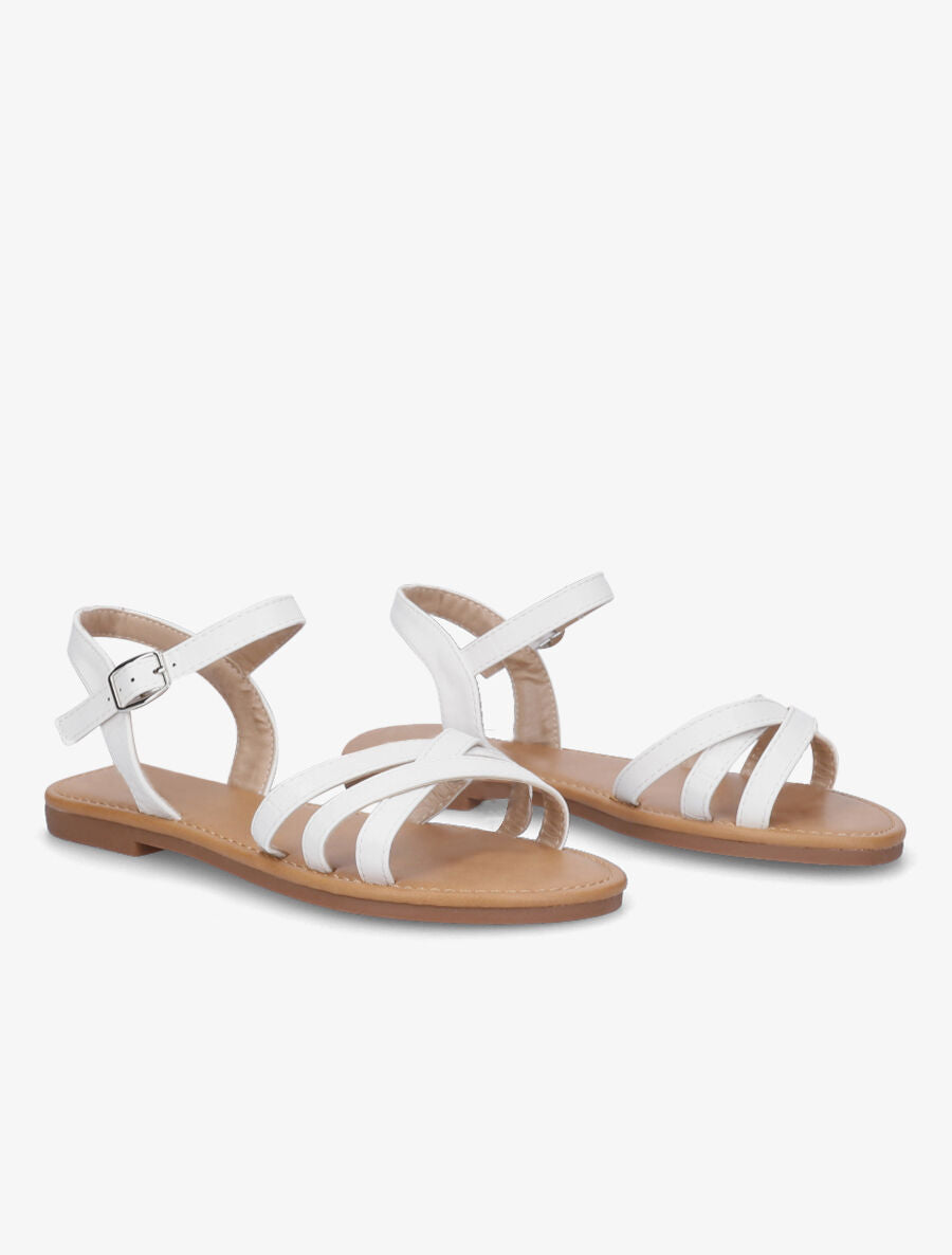 Nu-pieds en simili à bride effet croco - Blanc - 4