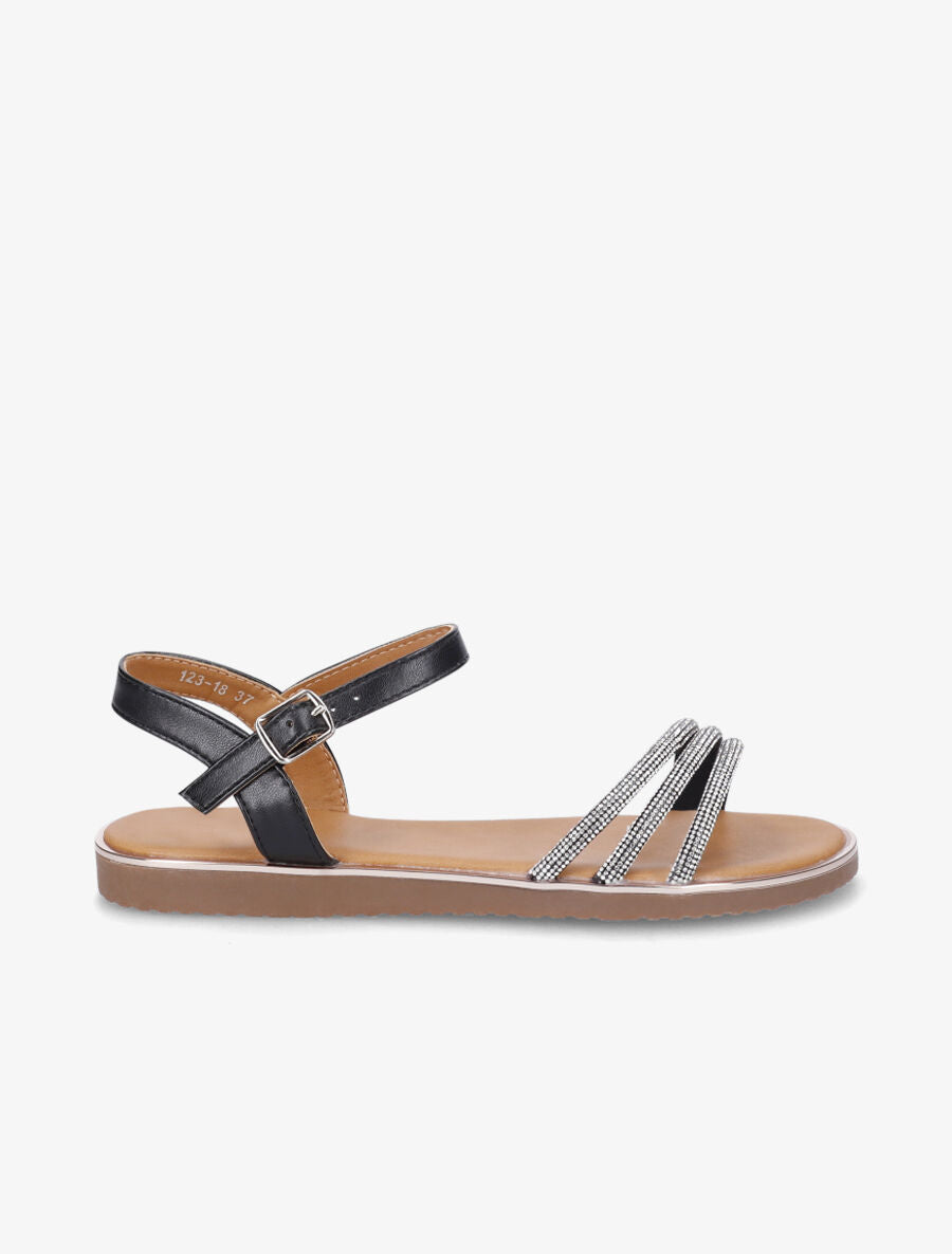 Nu-pieds à strass - Noir - 1