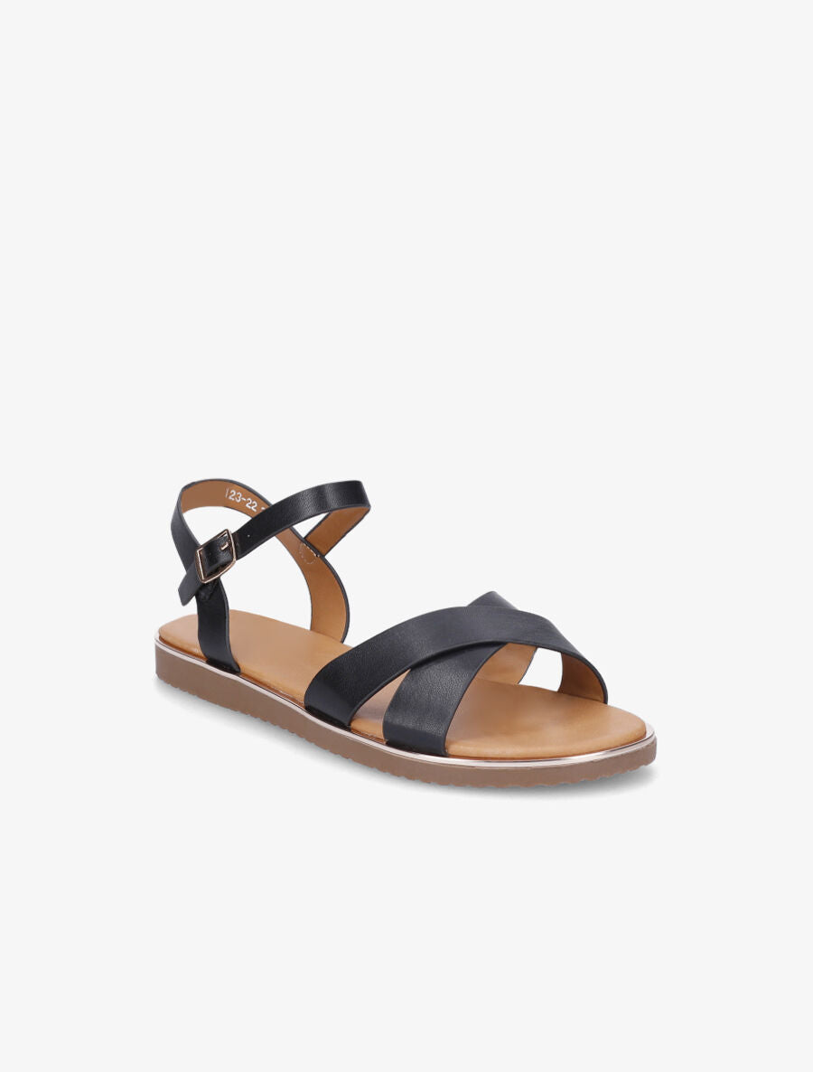 Nu-pieds basiques croisés - Noir - 2