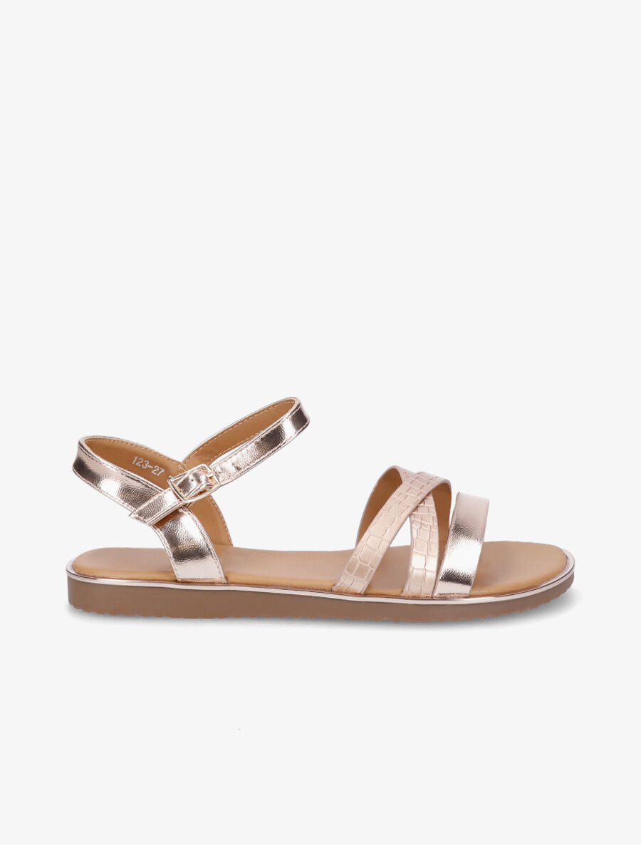 Nu-pieds croco irisés - Rose gold - 1
