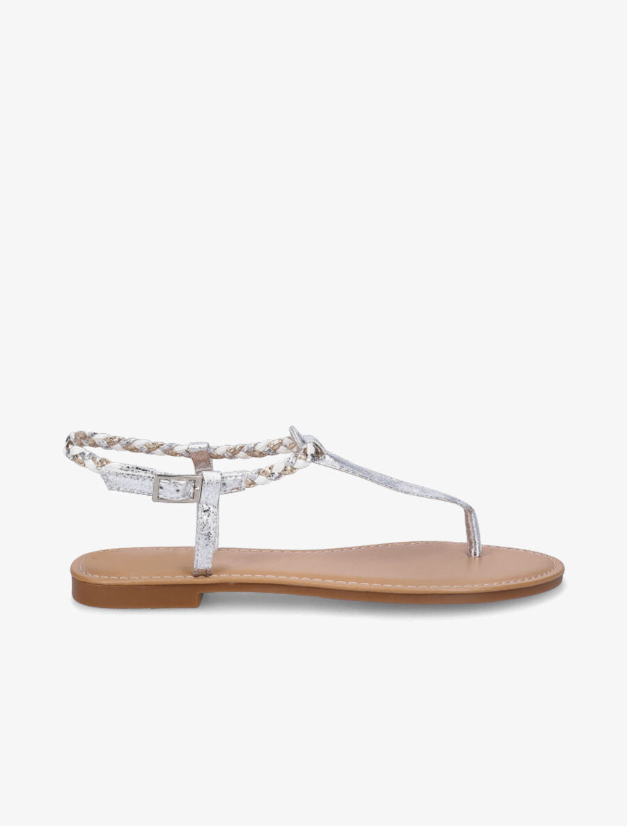 Nu-pieds tressés en simili - Argent - 1