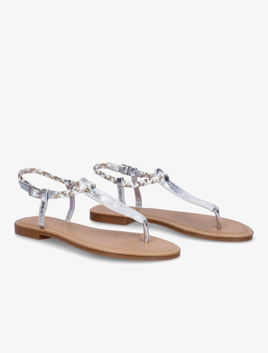 Nu-pieds tressés en simili - Argent - 4