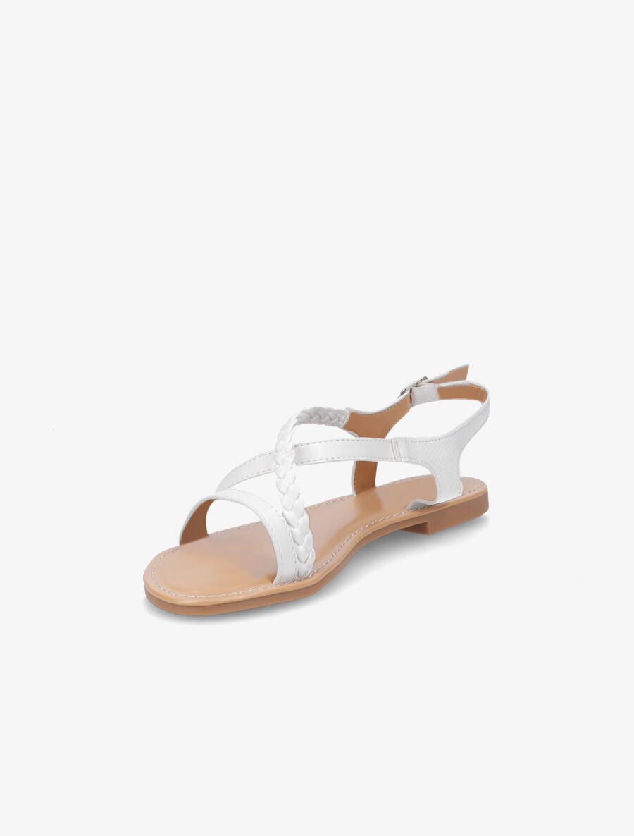 Nu-pieds en simili à bride tressée - Blanc - 4
