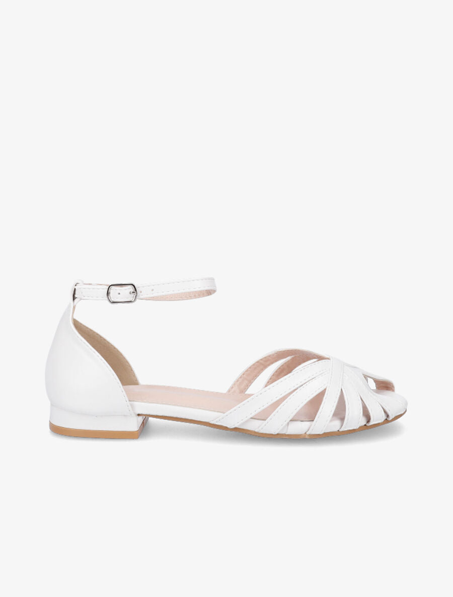 Nu-pieds multi-brides en simili - Blanc - 1