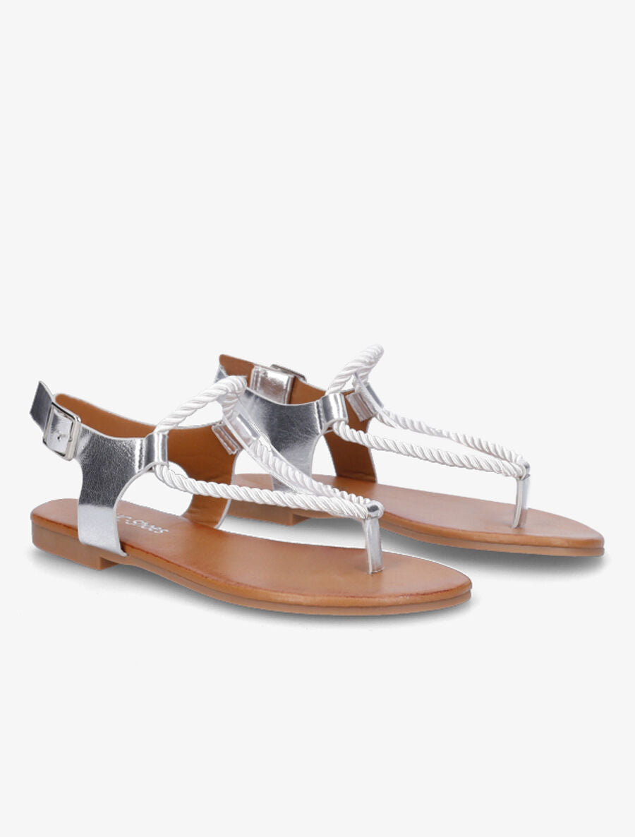 Nu-pieds lanières en corde - Argent - 4