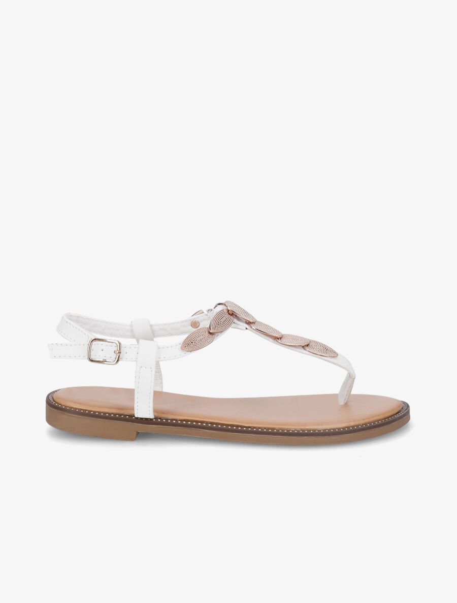 Nu-pieds empiècements style feuilles - Blanc - 1