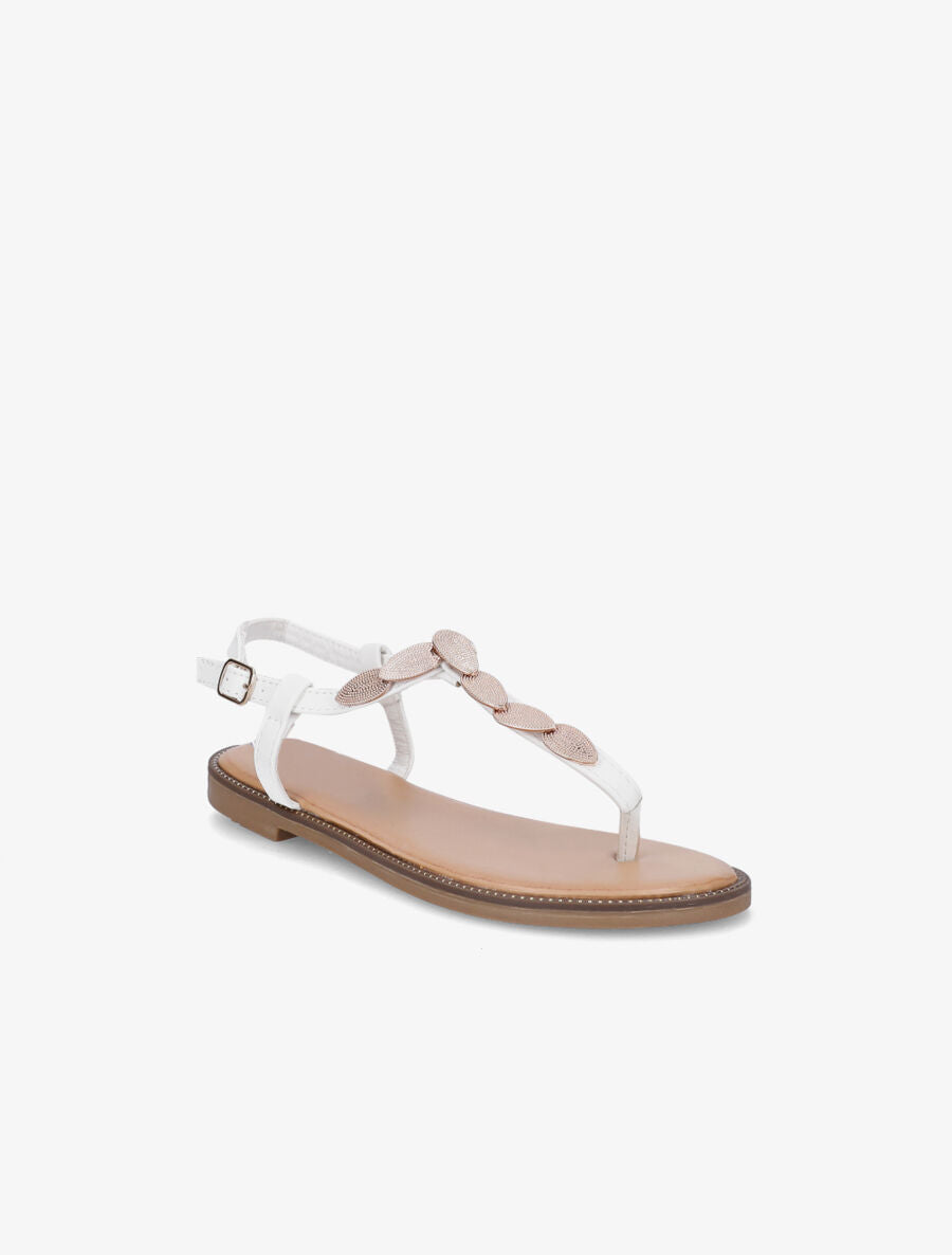 Nu-pieds empiècements style feuilles - Blanc - 2