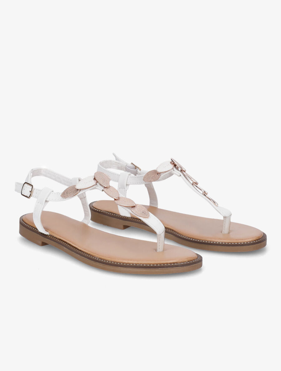 Nu-pieds empiècements style feuilles - Blanc - 4