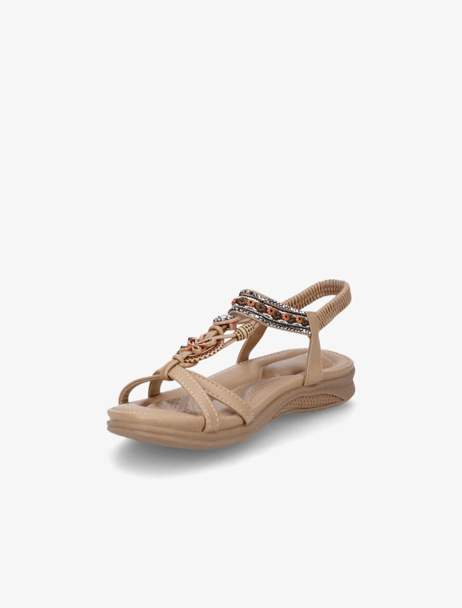 Nu-pieds brodés à strass - Beige - 3