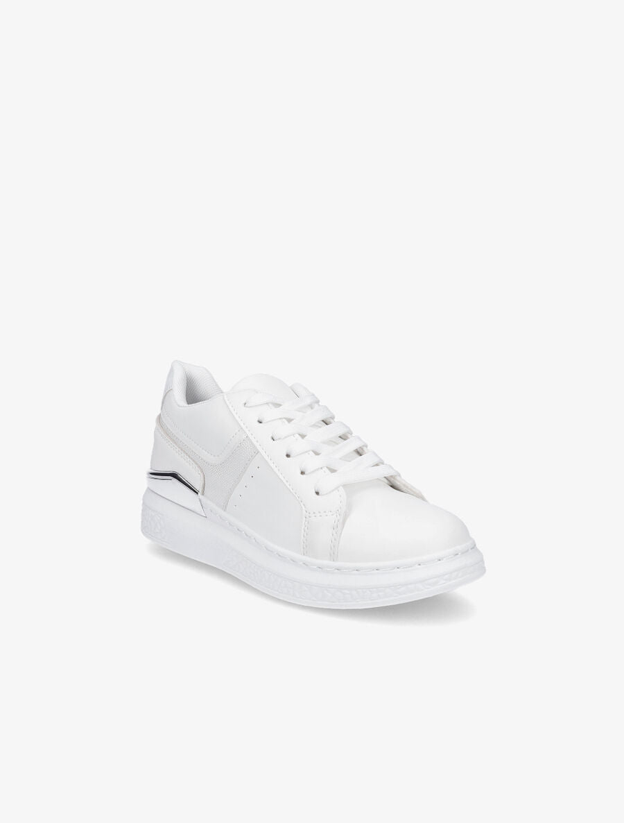 Sneakers à bandes irisées et semelle à détail métallique - Blanc - 2