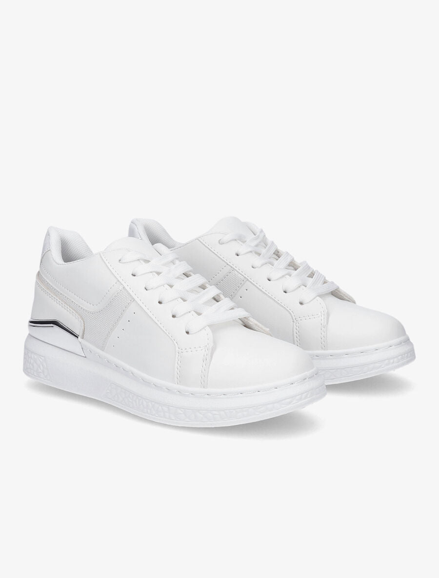 Sneakers à bandes irisées et semelle à détail métallique - Blanc - 4