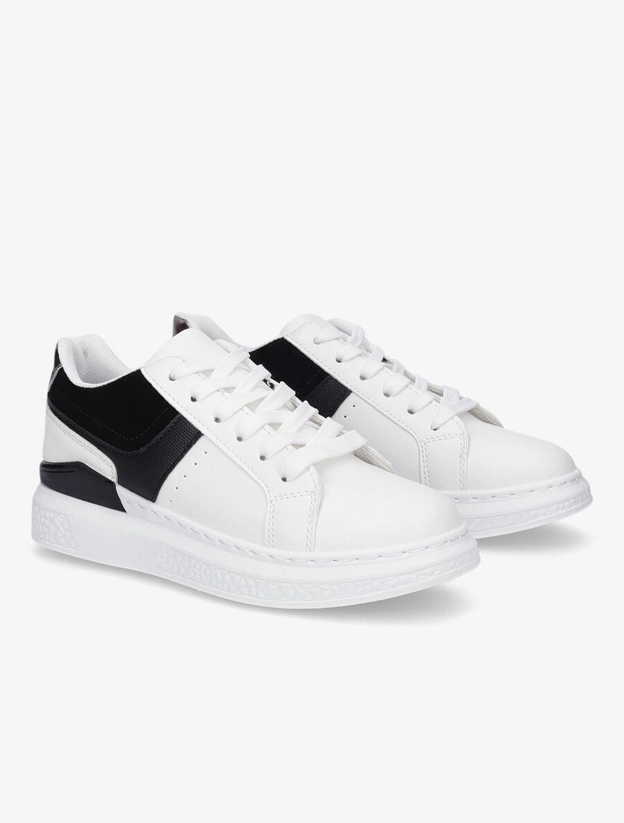 Sneakers à bandes irisées et semelle à détail métallique - Blanc/noir - 4