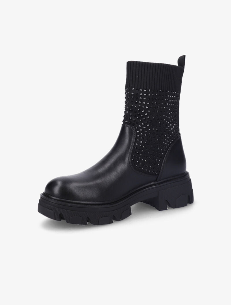 Boots style motard à strass - Noir - 4