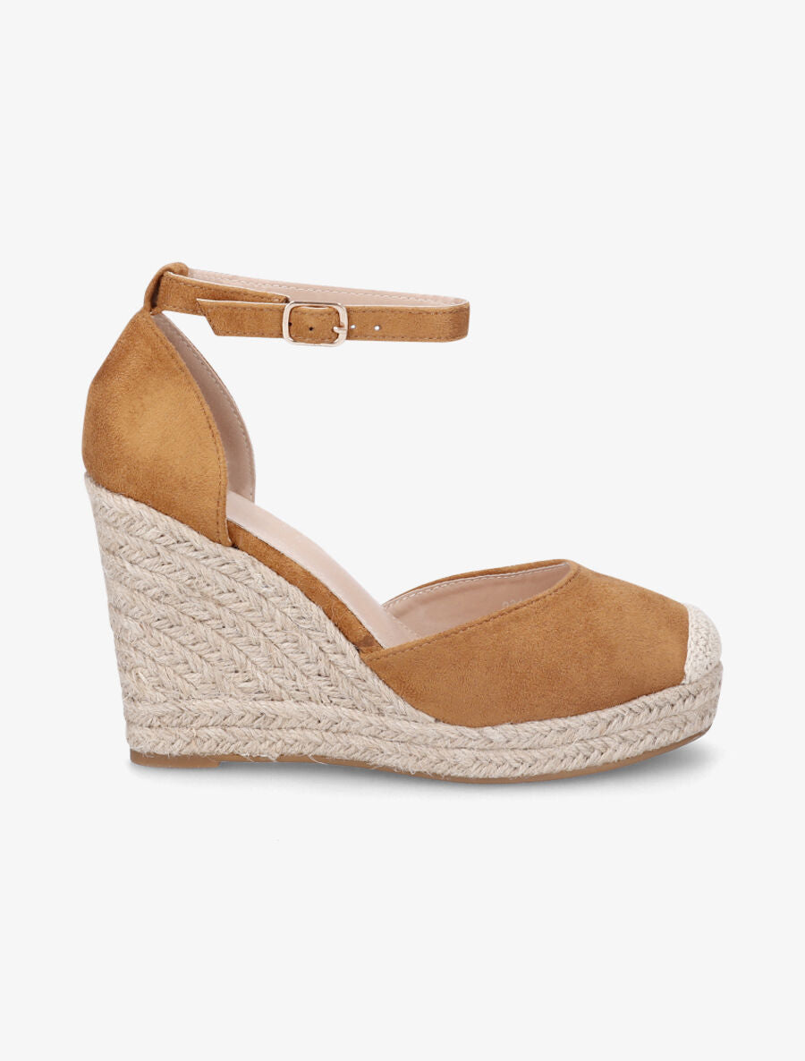Espadrilles hautes en suédine - Camel - 1