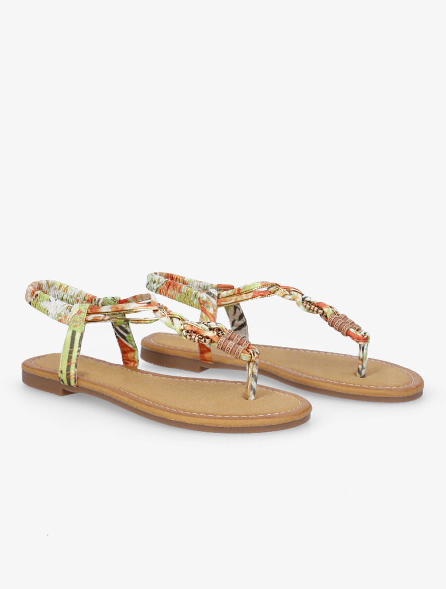 Nu-pieds tressés en tissu satiné - Vert - 4