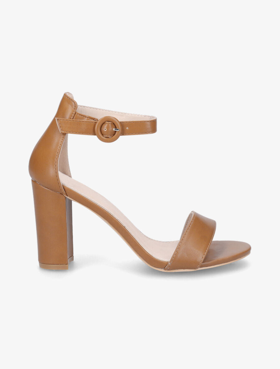 Sandales à talon haut et bride - Camel - 1