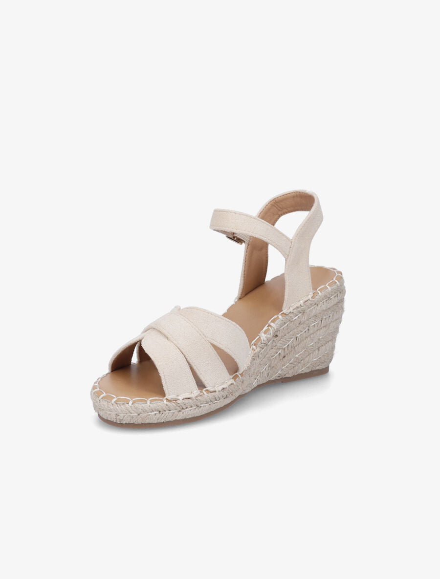 Sandales compensées à triple brides - Beige clair - 3