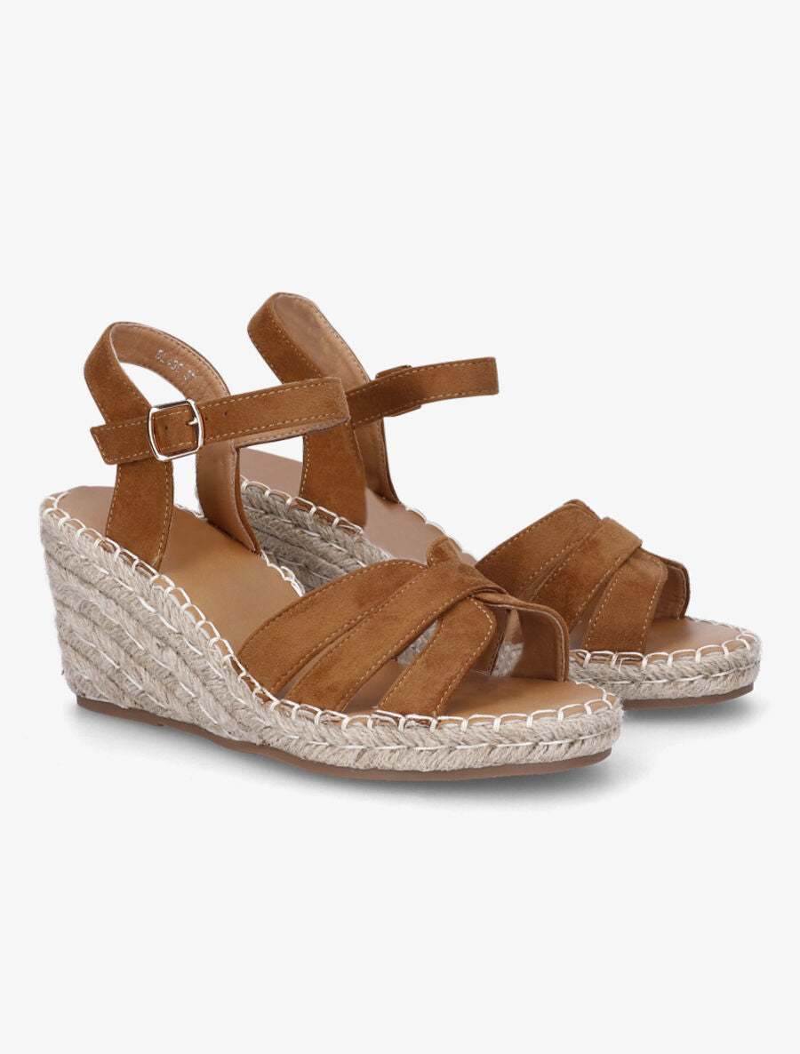 Sandales compensées à triple brides - Camel - 4