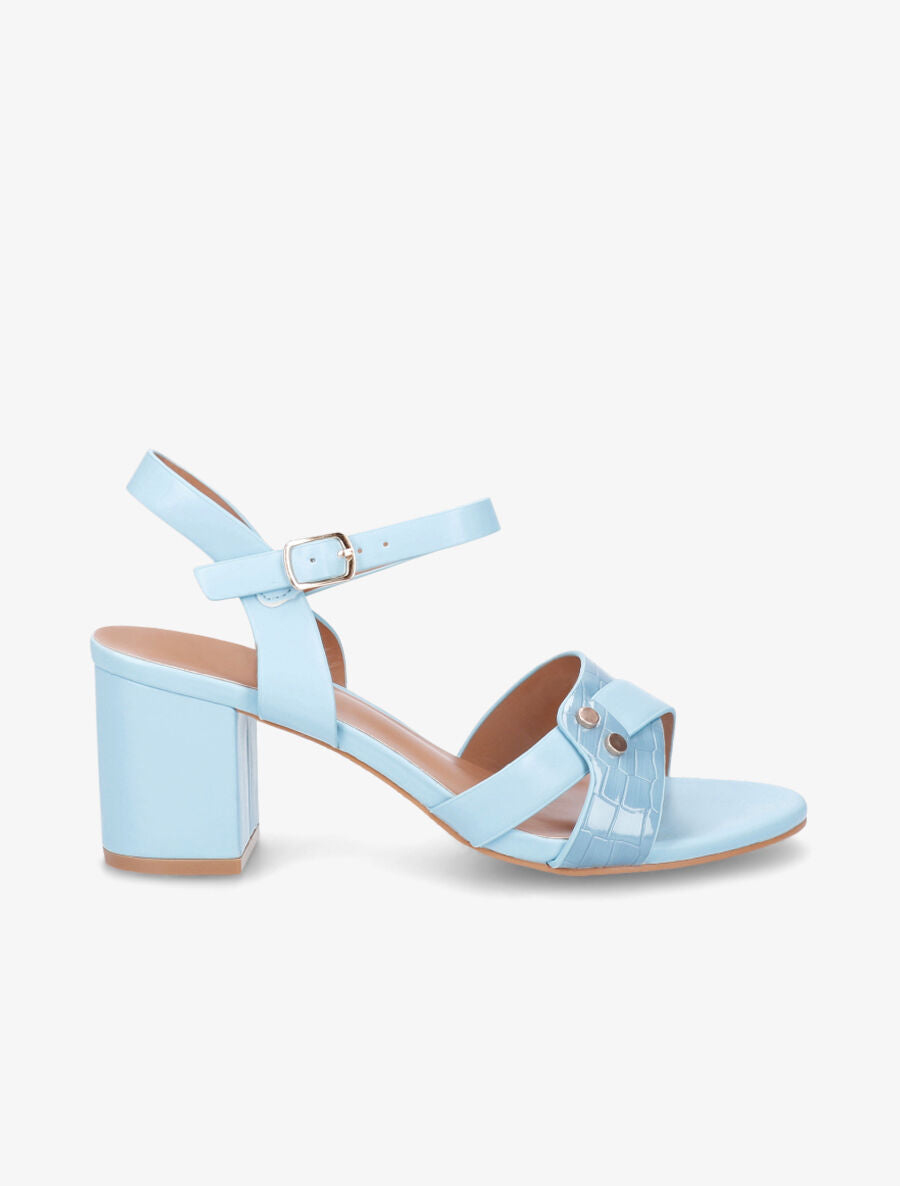 Sandales en simili à brides entrecroisées - Bleu ciel - 5