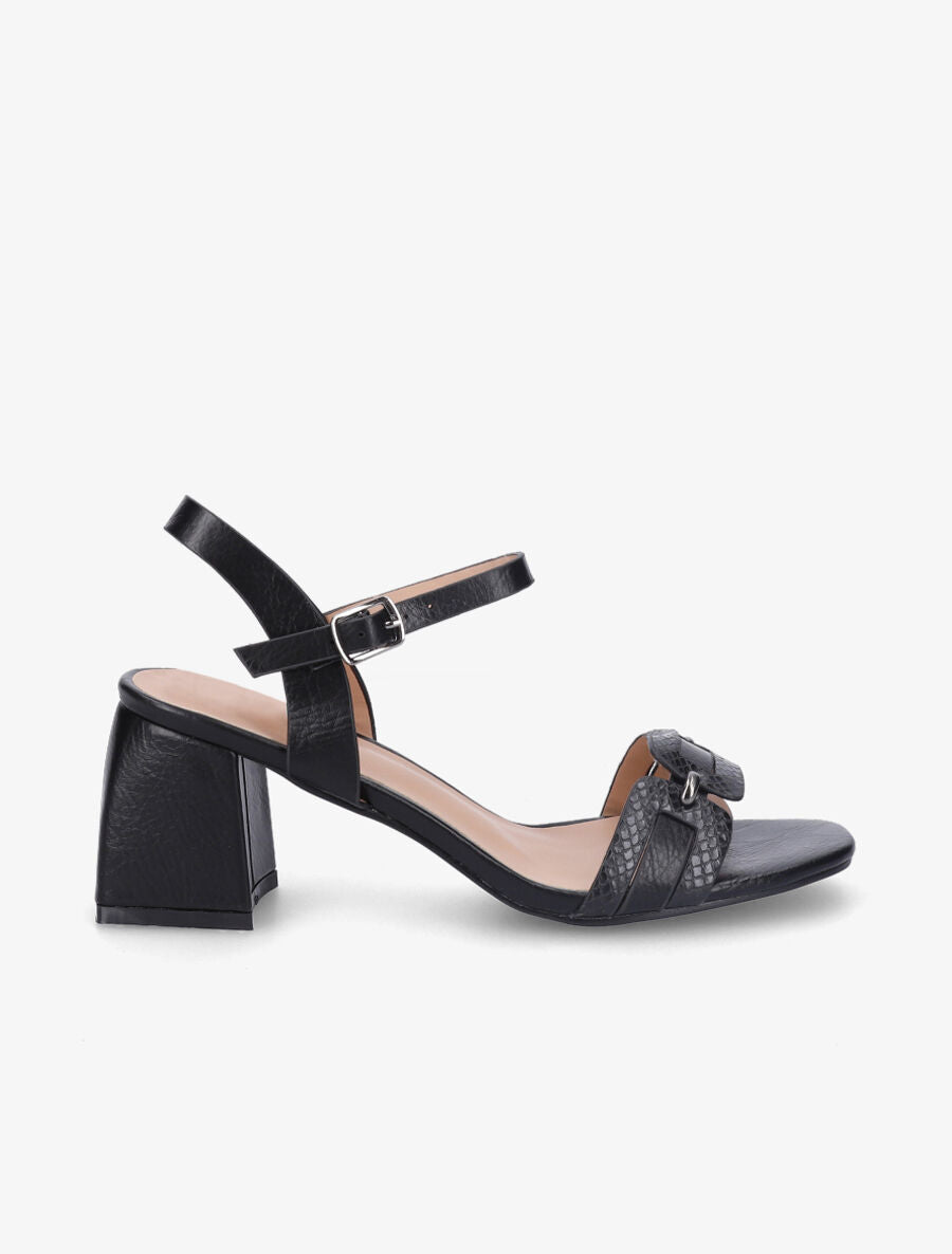 Sandales en simili effet python - Noir - 1
