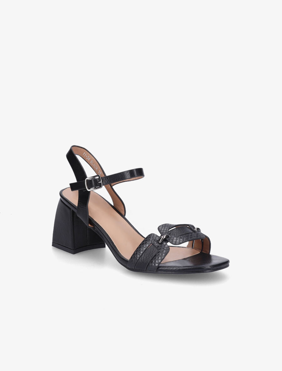 Sandales en simili effet python - Noir - 2
